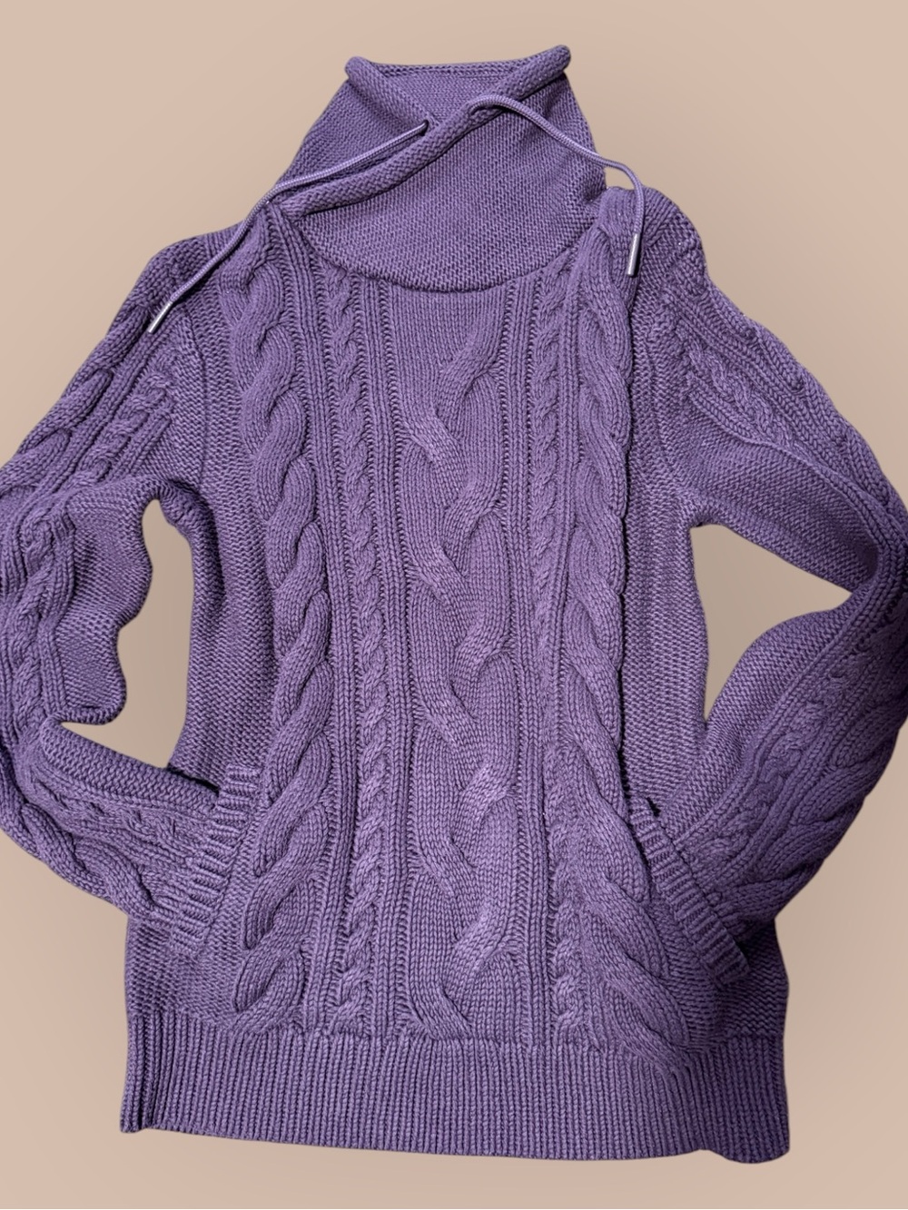 L.L. Bean Lavender Cable-Knit Turtleneck Sweater